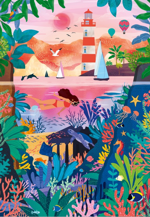Puzzle 1000 Pièces "Fonds marins colorés" - Pieces & Peace