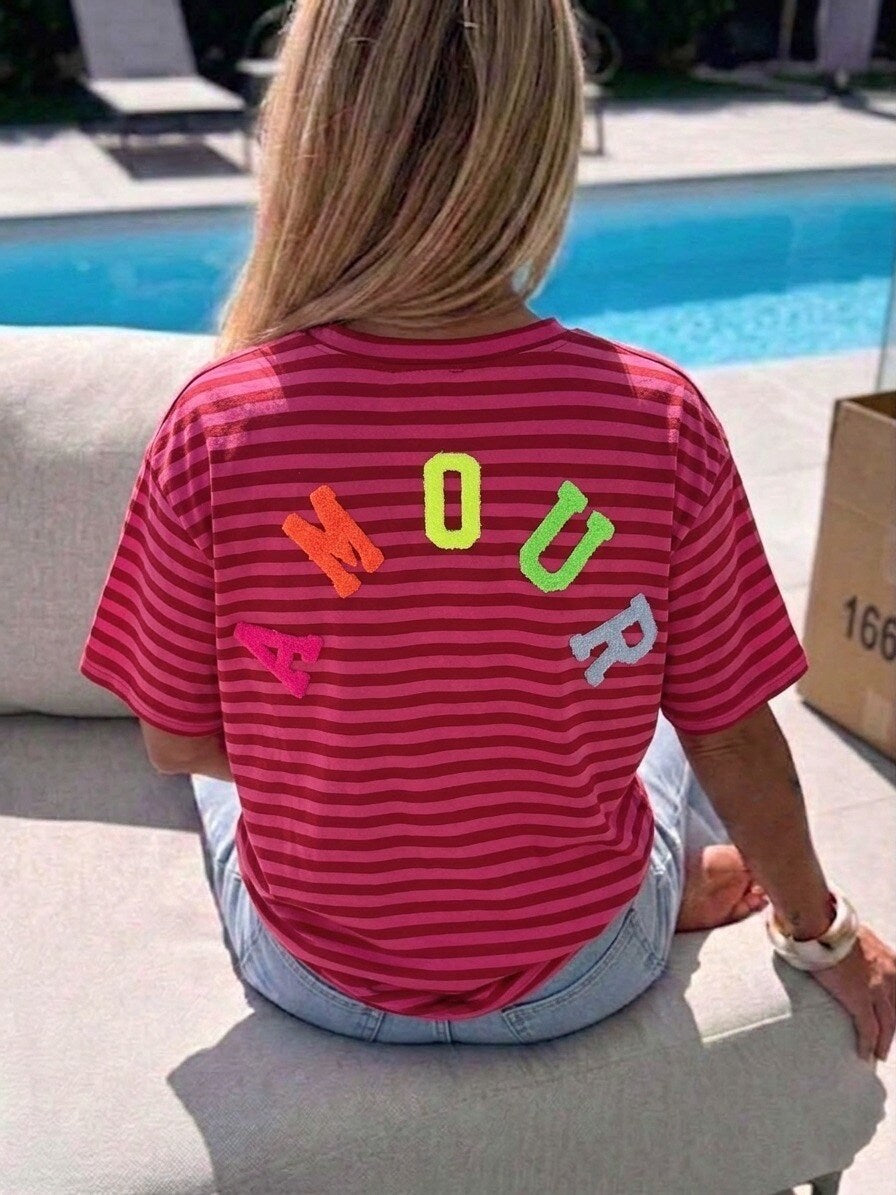 T-shirt rayures "Amour" en Coton
