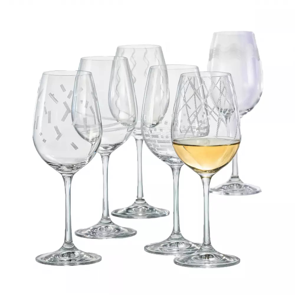 SET DE 6 VERRES A VIN "gravés" 350ML TEMPO