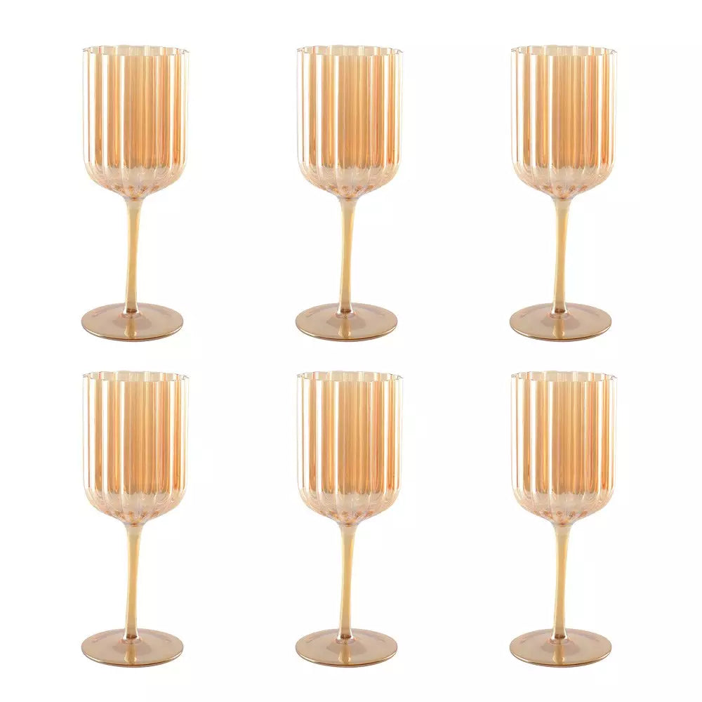 LOT DE 6 GRANDS VERRES A VIN DORE