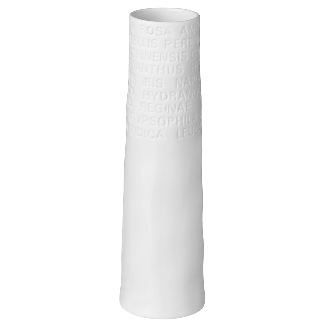 Vase étroit en porcelaine avec texte botanique - RäderVase étroit en porcelaine avec texte botanique - Räder