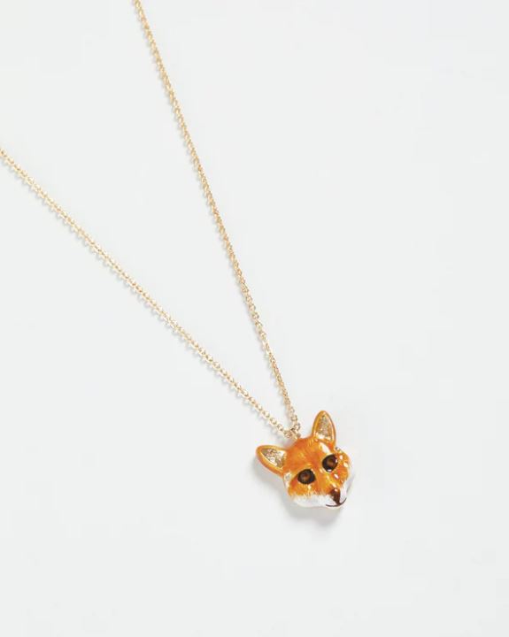 Collier long sautoir renard en émail - Fable England
