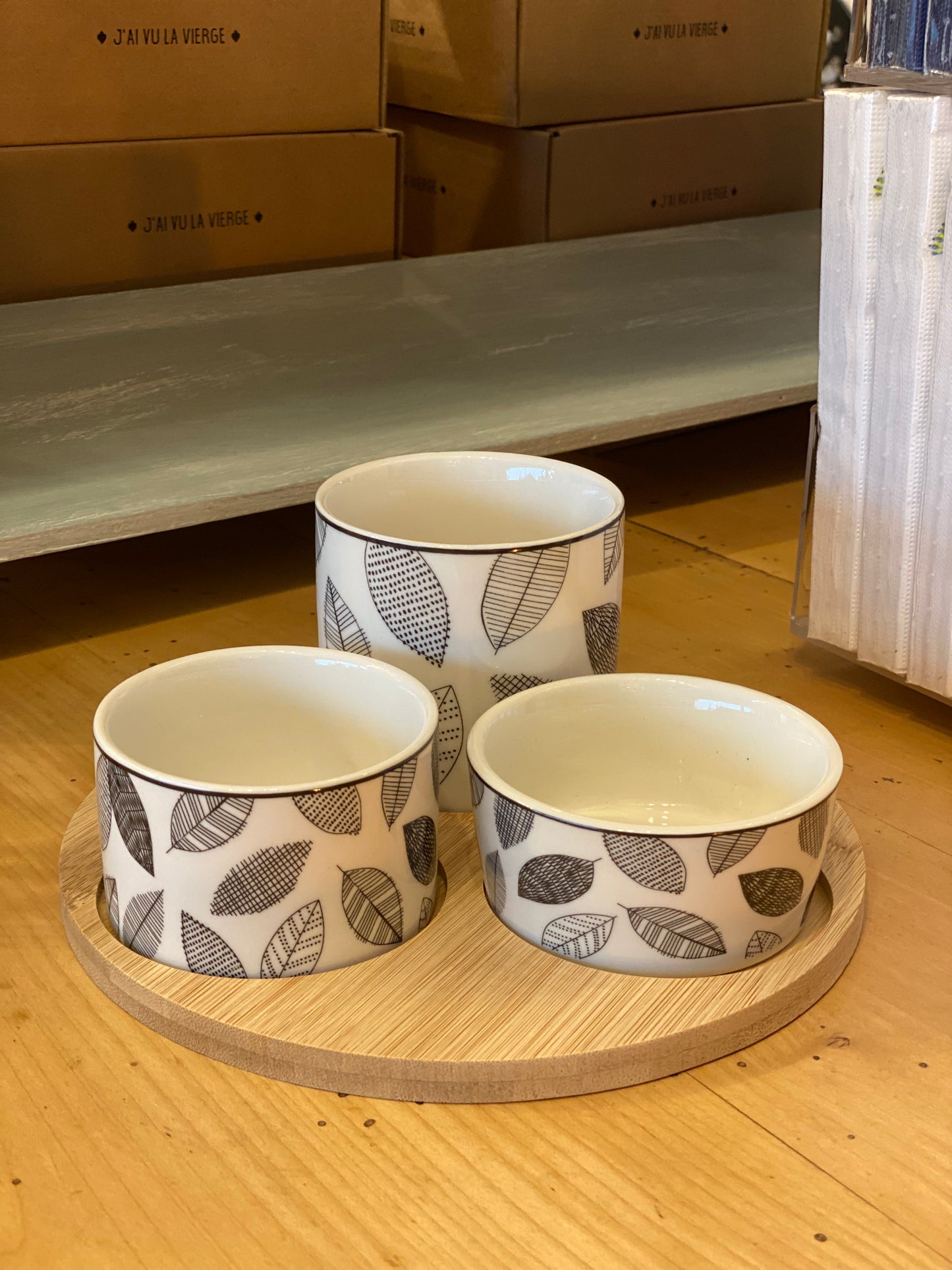 PLANCHE APÉRITIVE SET 4 POTS EN GRÈS