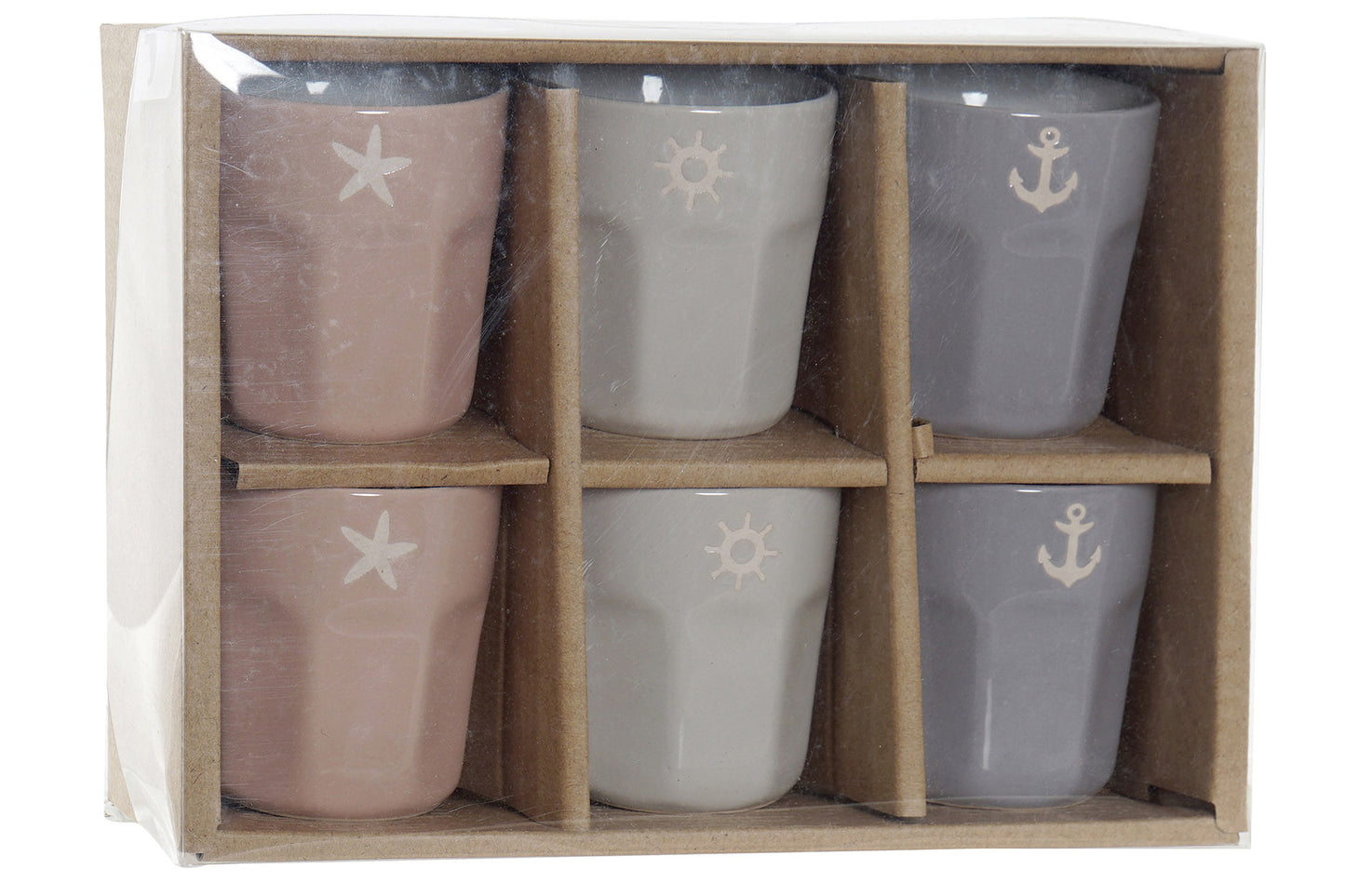 COFFRET SET 6 TASSES à CAFÉ en GRÈS 90 ML