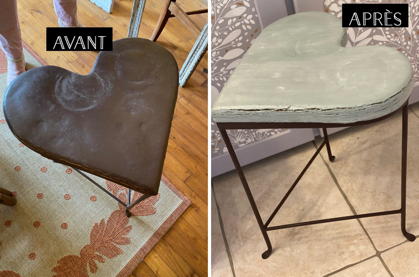 Tabouret / petite table Cœur