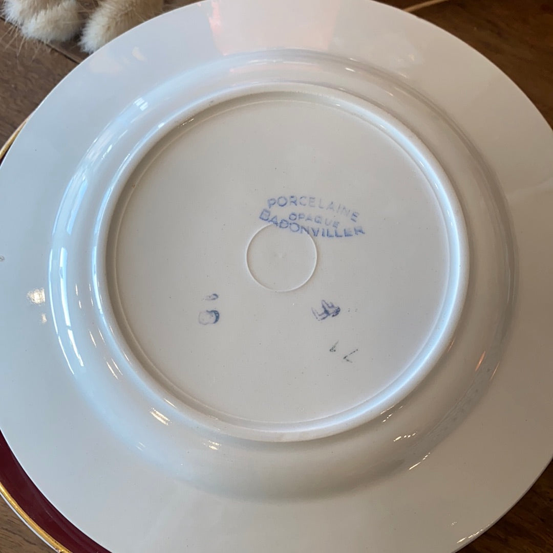 10 assiettes à dessert porcelaine opaque Badonviller