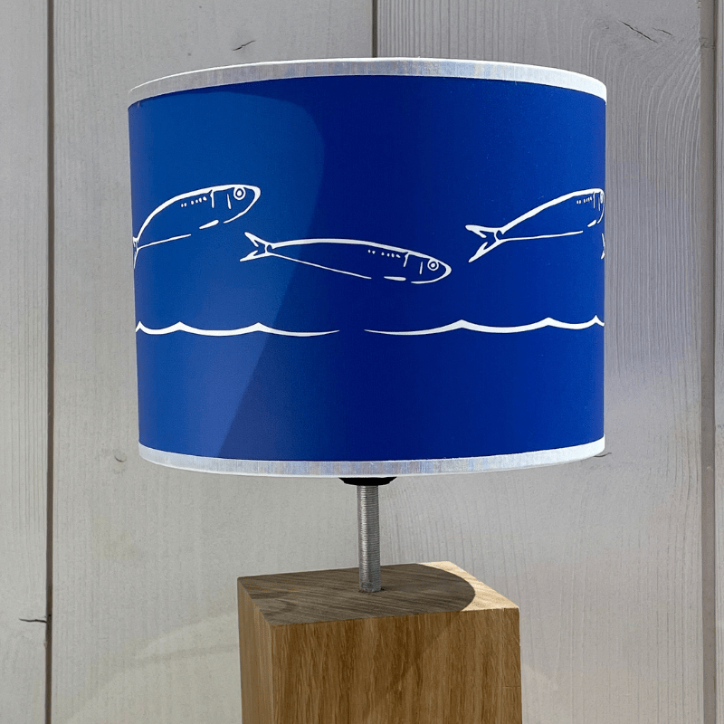 Lampe pied bois "Sardines" bleu MADE IN FRANCE