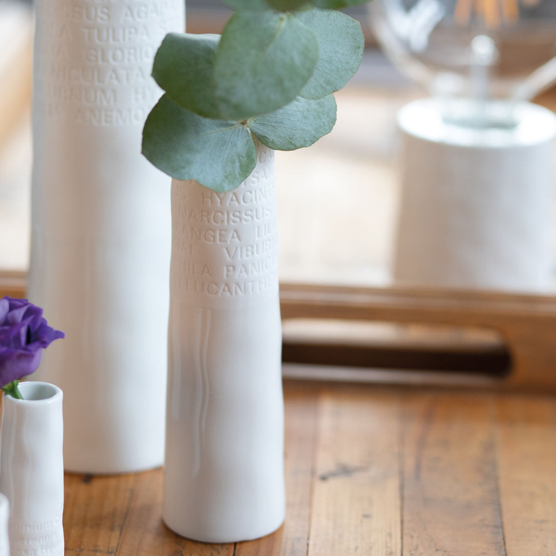 Grand Vase étroit en porcelaine avec texte botanique - Räder