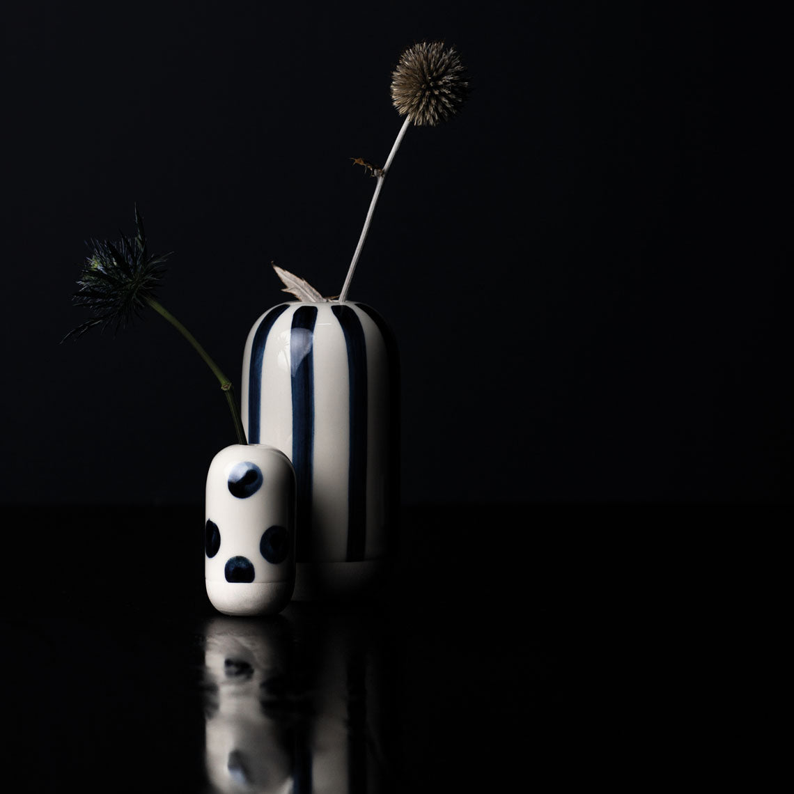 Vase bleu d'encre "rayures" - Räder
