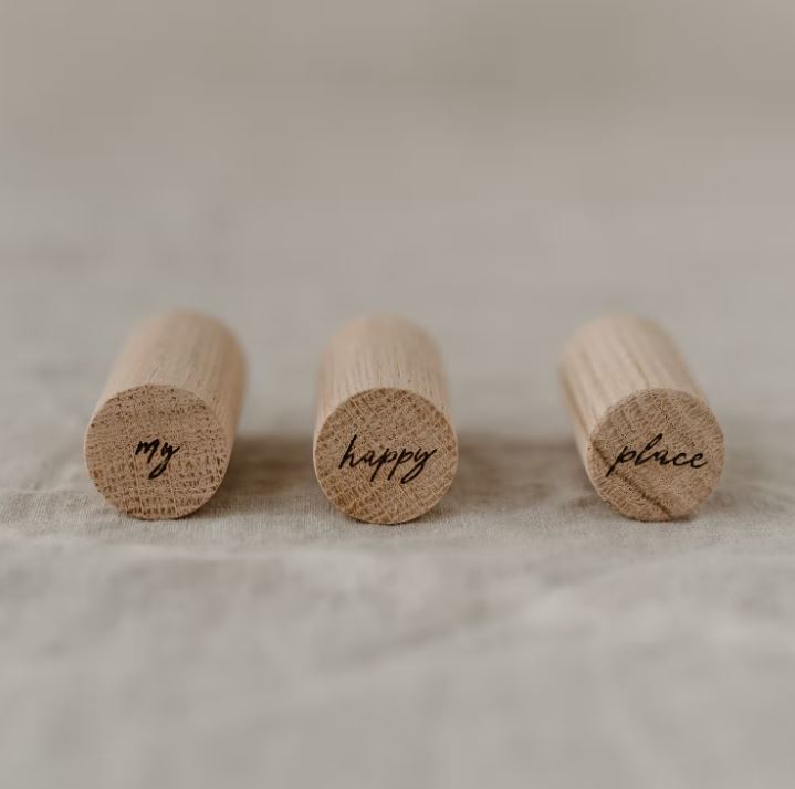 Crochets muraux bois - My happy place (lot de 3)