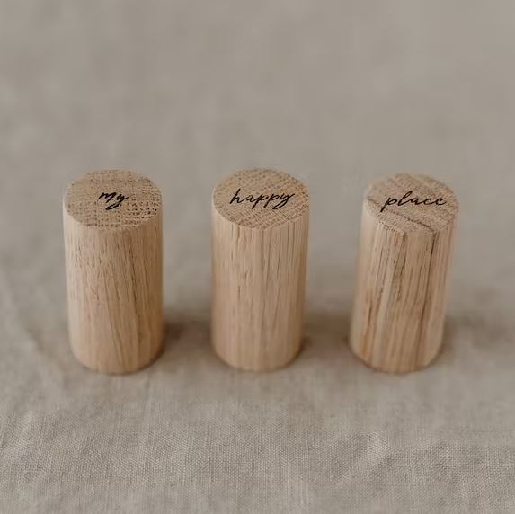 Crochets muraux bois - My happy place (lot de 3)