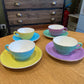 Lot de 4 tasses à café colorées - Digoin Sarreguemines