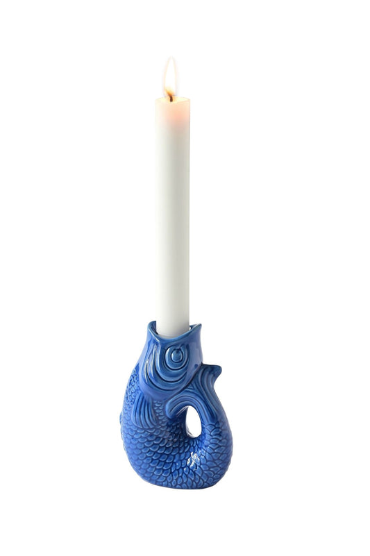 Bougeoir poisson (petit modèlr) "monsieur Carafon" - bleu Azur