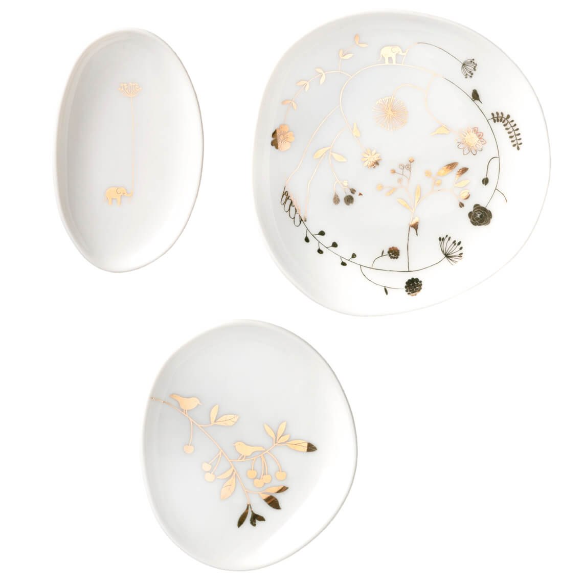 Lot de 3 mini vides poches en porcelaine Wonderland « Fleurs »