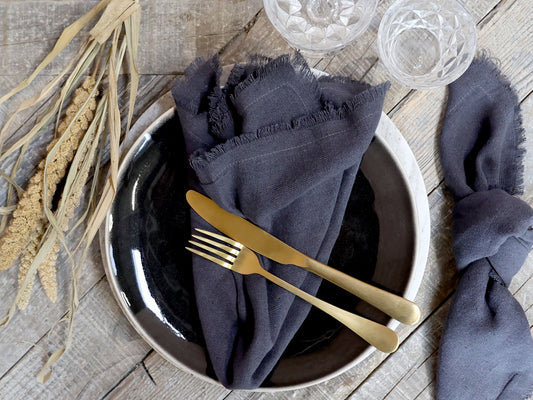 set de 4 serviettes en coton - coloris charbon