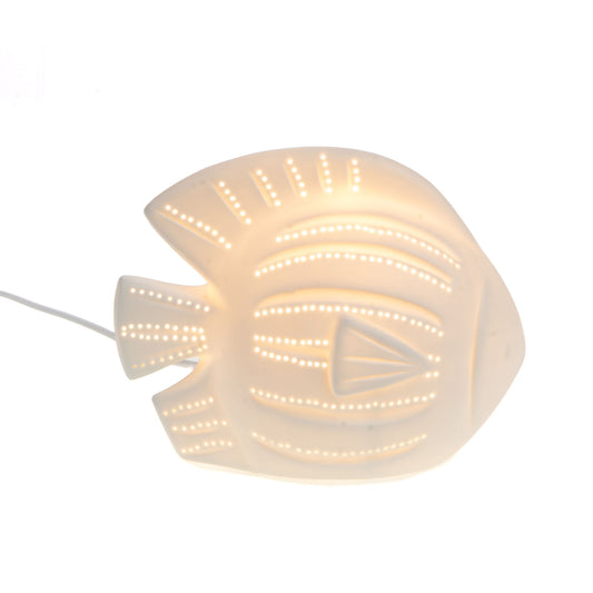 LAMPE POISSON en PORCELAINE BLANCHE