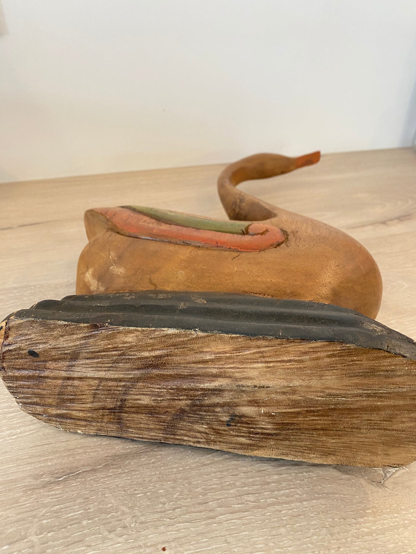 canard déco en bois sculpté