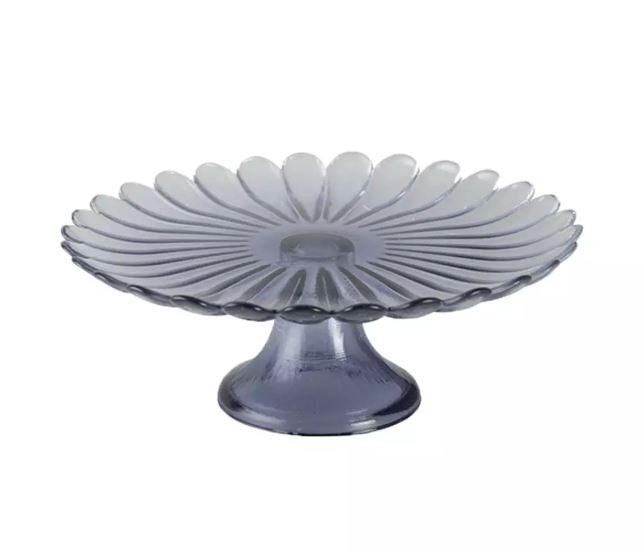 Plat à gâteaux sur pied bleu 21cm