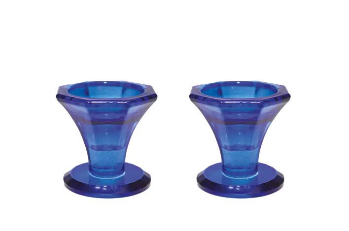 Bougeoirs bleu h5.5cm - lot de 2