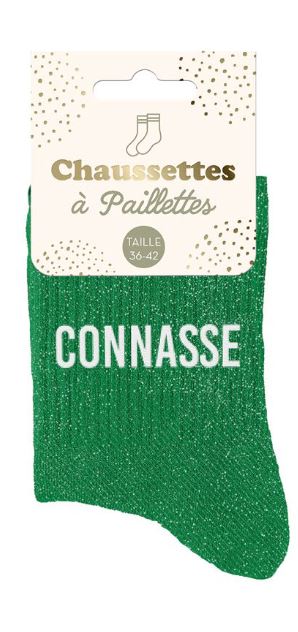 Chaussettes paillettes "Connasse"