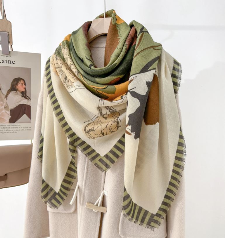 Foulard châle carré viscose 130X 130cm imprimé