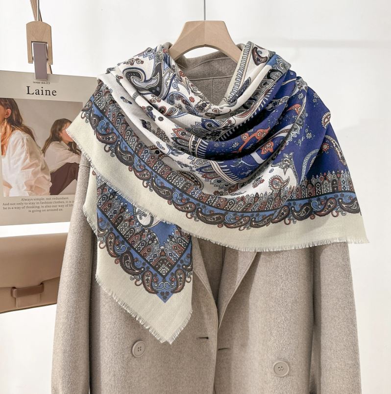 Foulard châle carré viscose 130 X 130 cm imprimé