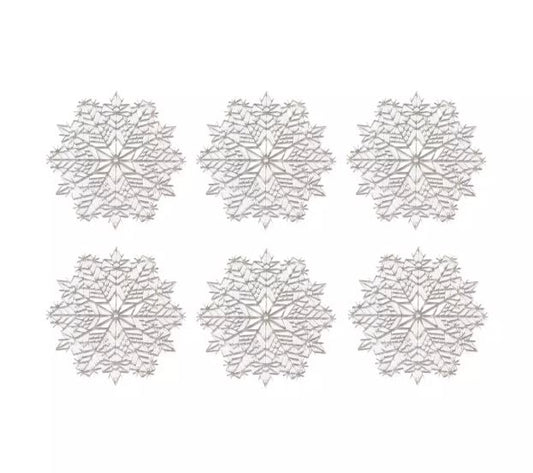 lot de 6 dessous de verre flocon argent