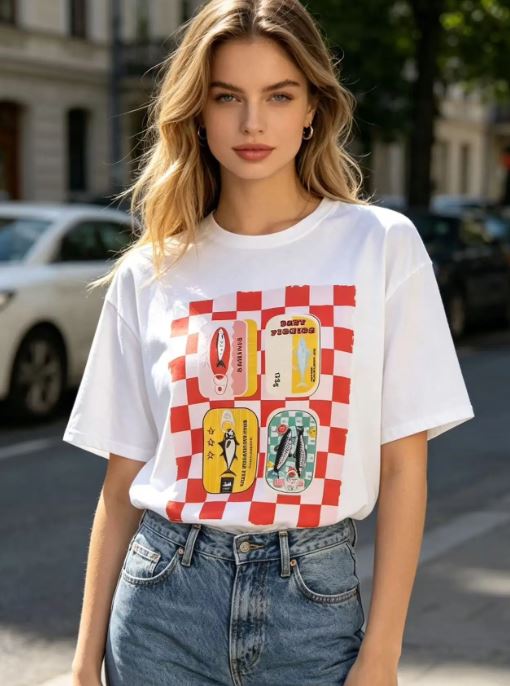 T-shirt imprimé "BOITES DE SARDINES" T.U