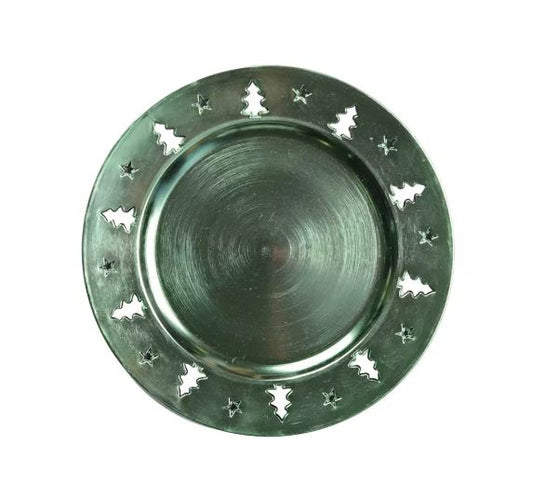 Dessous d'assiette pvc vert décor sapin