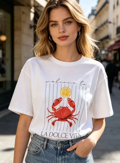 T-shirt imprimé " WELCOME TO LA DOLCE VITA" T.U