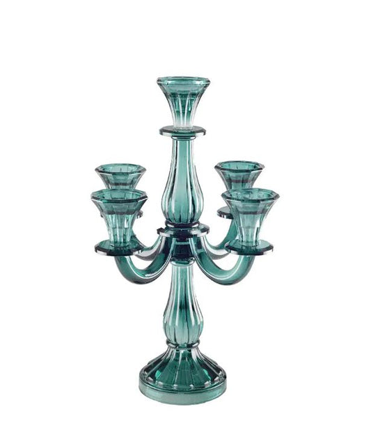 Chandelier en verre 5 feux turquoise
