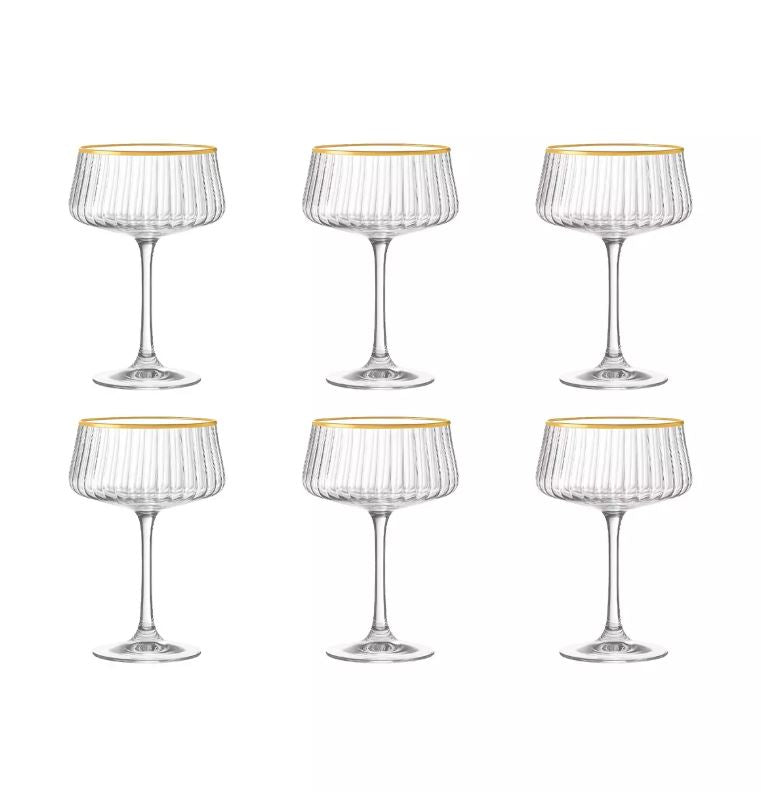 Lot de 6 coupettes à champagne bord doré