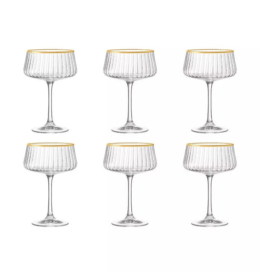 Lot de 6 coupettes à champagne bord doré
