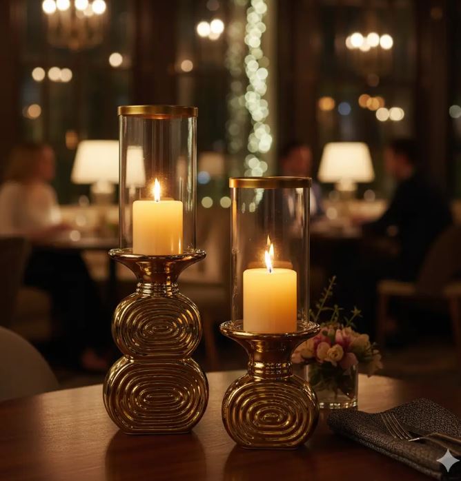 Photophore doré spirale