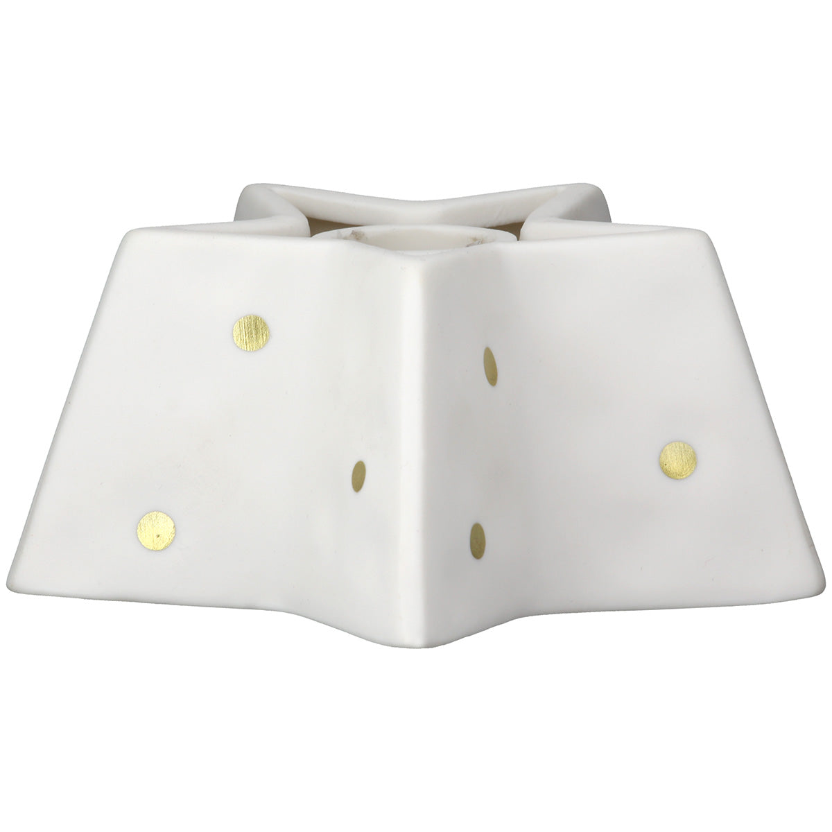 Chandelier porcelaine blanche à pois dorés