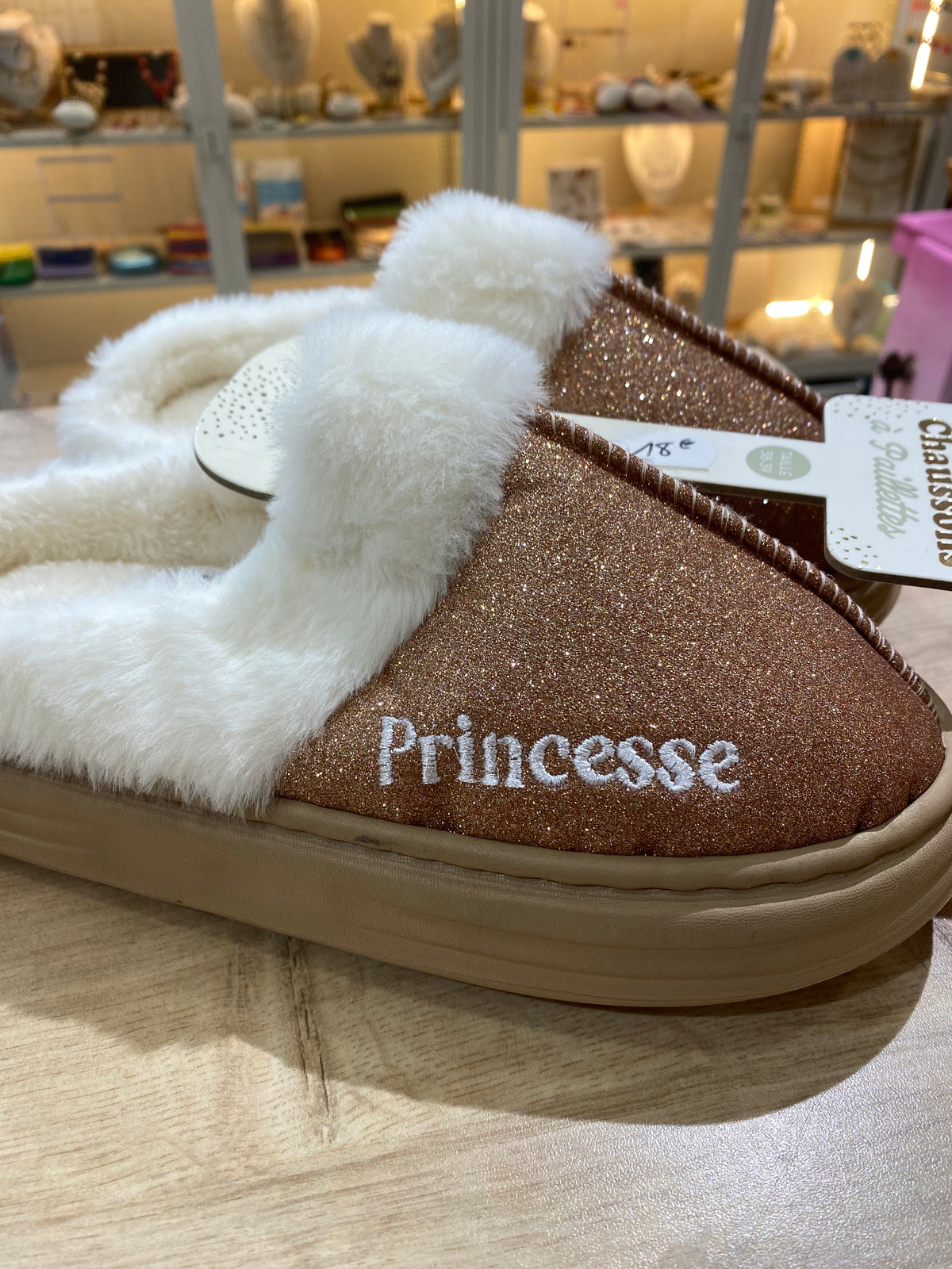 Chaussons à paillettes à message : PRINCESSE
