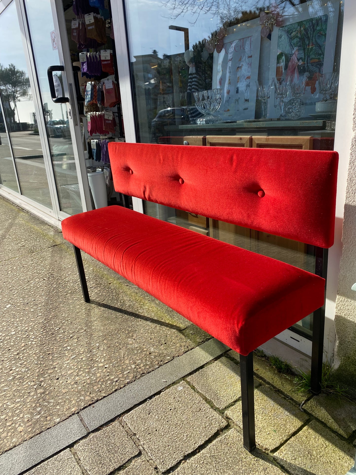 banquette velours rouge