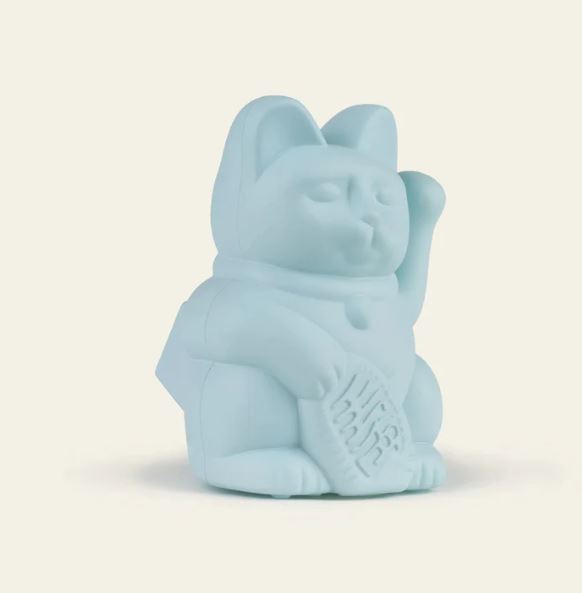 Mini lucky cat solaire bleu 'tendresse'