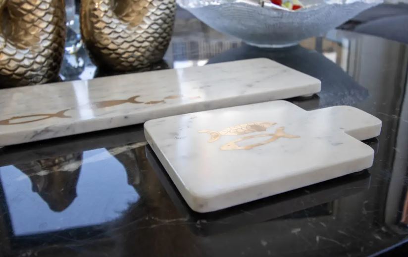 Plateau à fromage en marbre 'poisson doré'