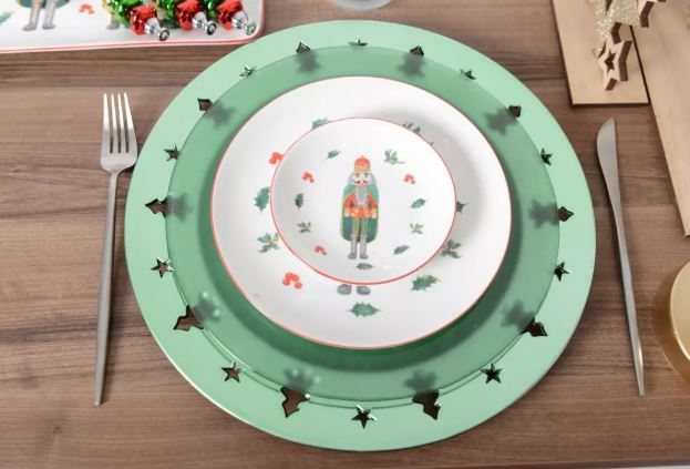 Dessous d'assiette pvc vert décor sapin