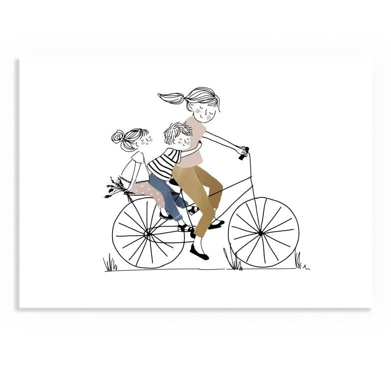 AFFICHE A3 - Balade à Vélo "Maman & fille + garçon "- My Lovely Thing