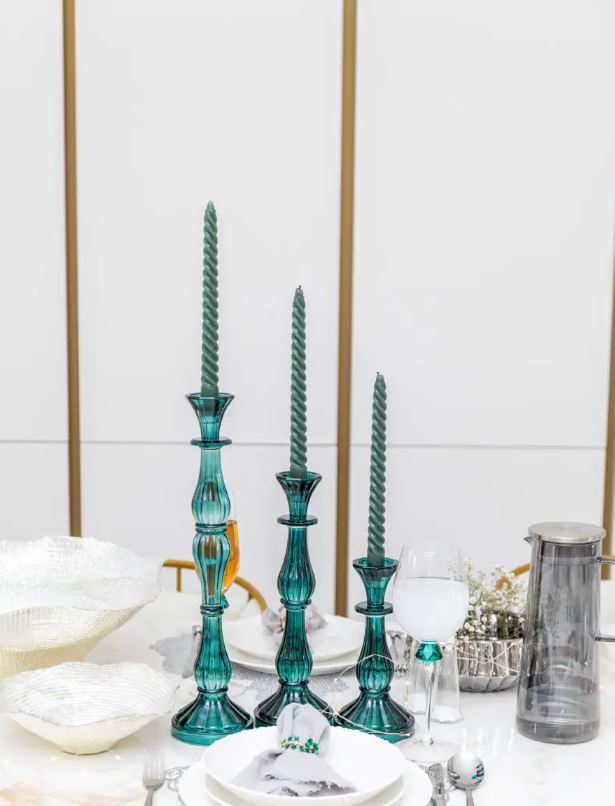 Chandelier turquoise en verre