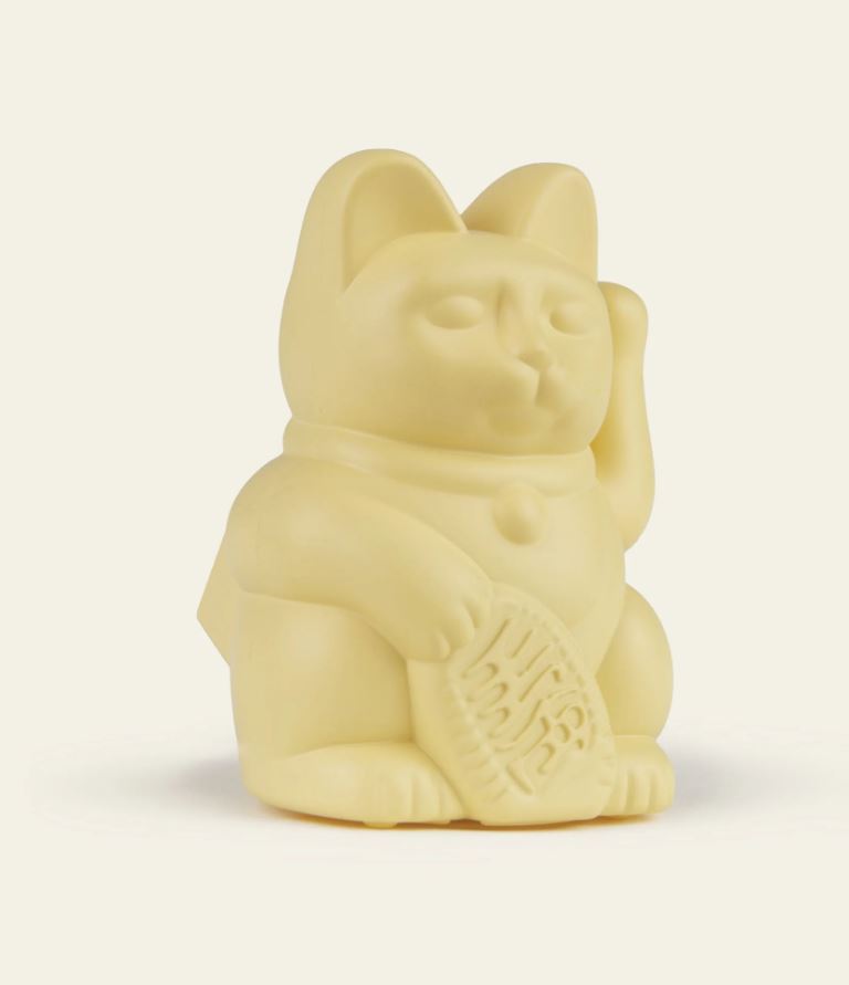 Mini lucky cat solaire jaune 'prospérité'