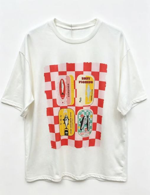 T-shirt imprimé "BOITES DE SARDINES" T.U
