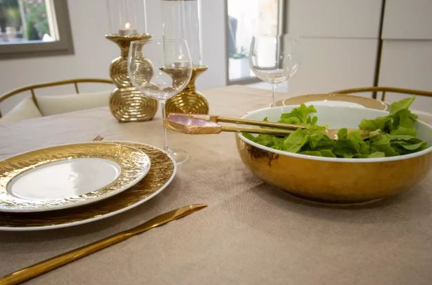 Photophore en verre & métal doré