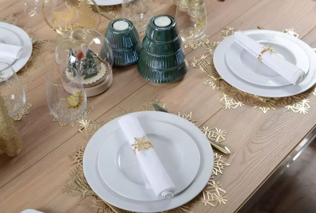 lot de 6 dessous de verre flocon doré