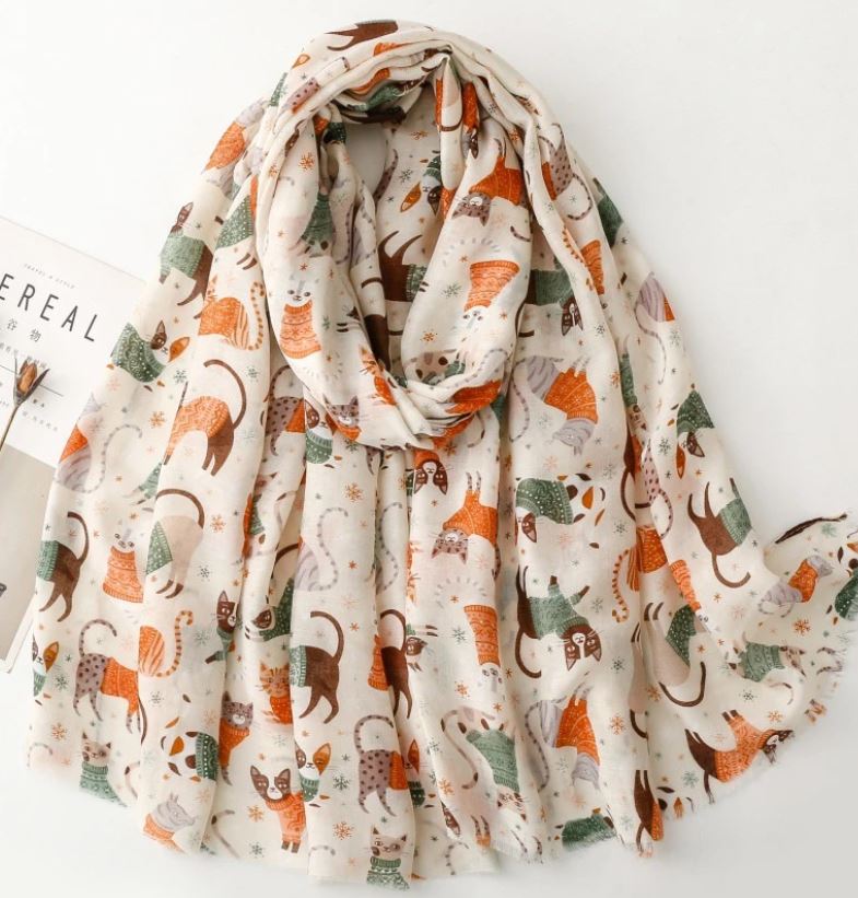 Foulard imprimé chat