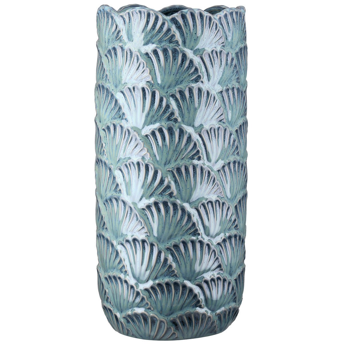 Vase "écailles" en céramique bleu vert