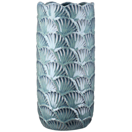 Vase "écailles" en céramique bleu vert