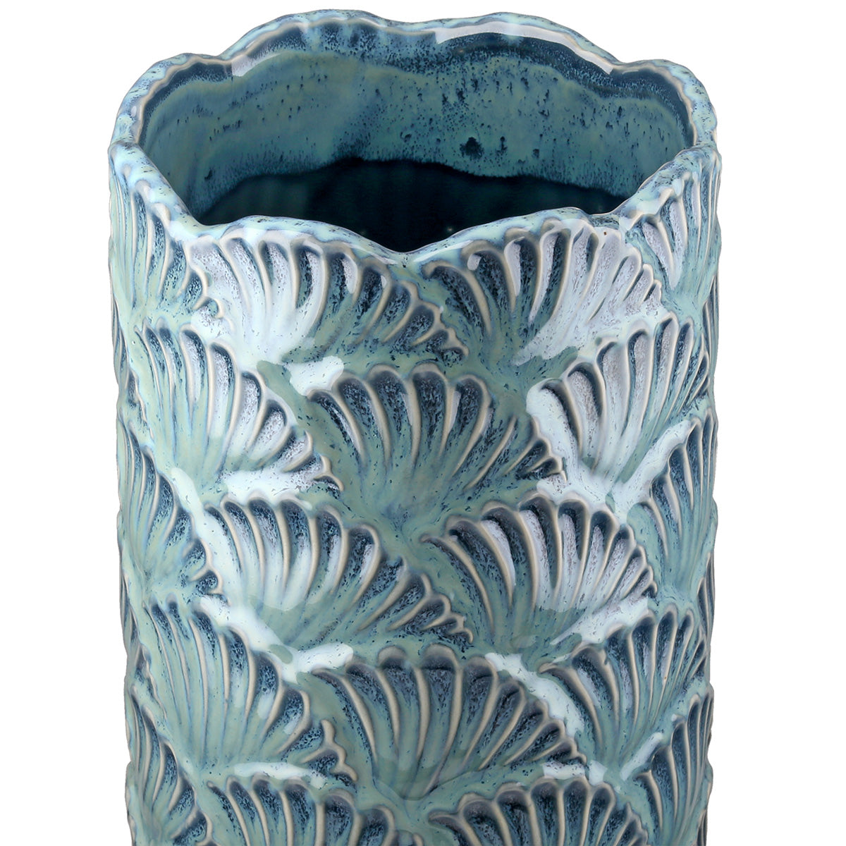 Vase "écailles" en céramique bleu vert